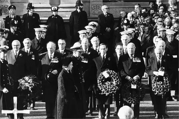 Harold Wilson Labour Prime Minister of Britain at the Remembrance Day Service at