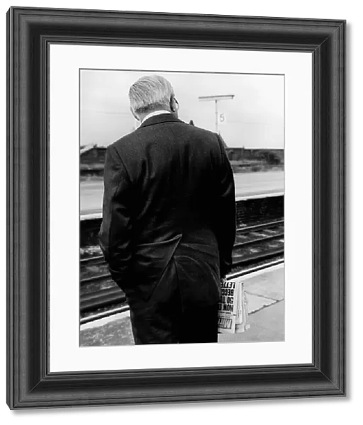 James Callaghan, Leader of the labour Party, pictured on Wigan Station as he awaits