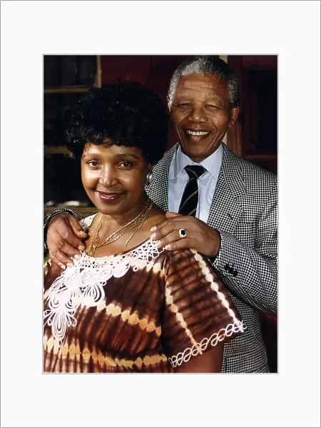 Nelson Mandela South African President with his wife Winnie in 1990