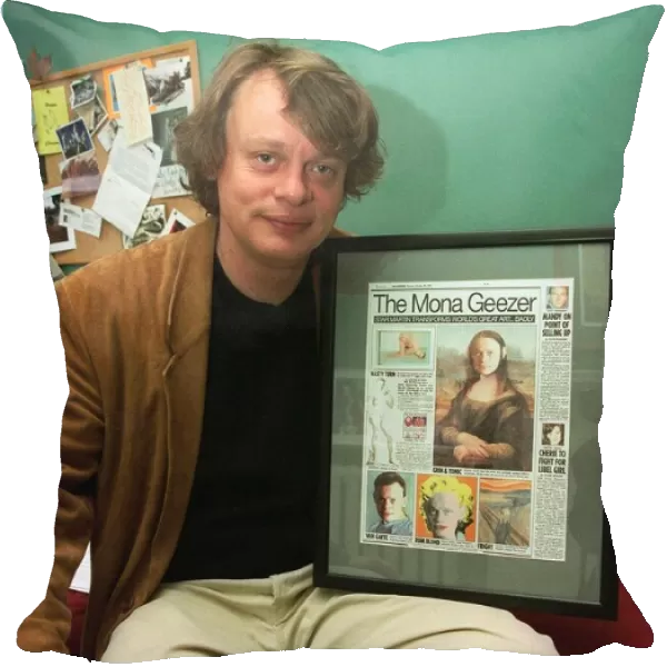 Martin Clunes actor February1999 with his Mirror mock up