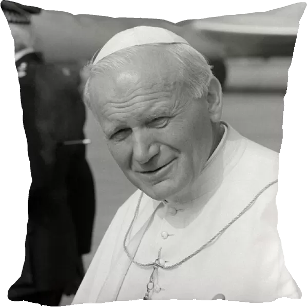 Pope John Paul II at Cardiff airport on his visit to Wales