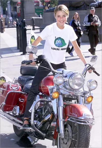 Gail Porter -TV Presenter - with a new hairstyle - August 1999 On a motorcylce