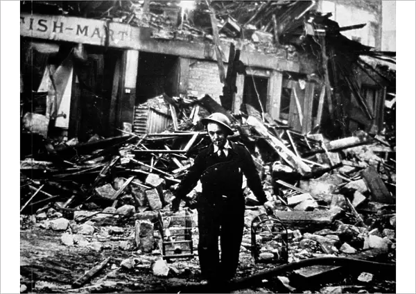 Clydebank Blitz March 1941 World War Two devastation in street Firemen Air raid Army bomb