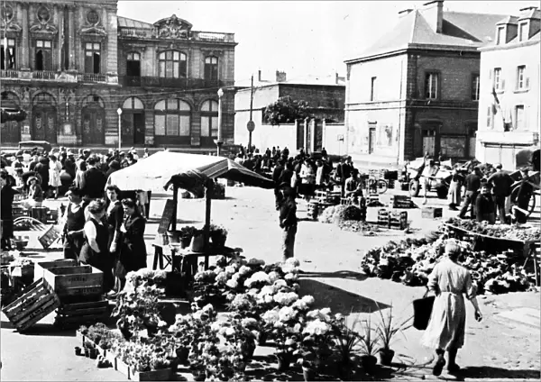 WW2 Cherbourg market in France 1944