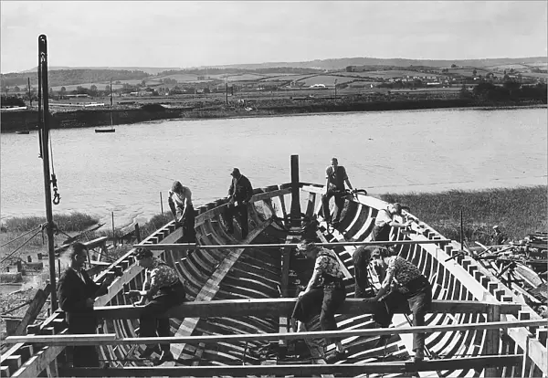 WW2 Topsham Shipyard where this wooden boat was built by 60 people in 100 days 1944
