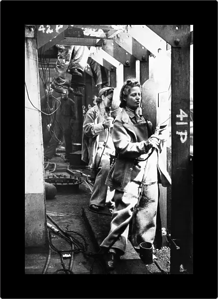 WW2 Women working as welders in a shipyard 1942