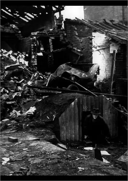 Car lands on top of a shelter in Infirmary Road London 1941 during a WW2 air raid