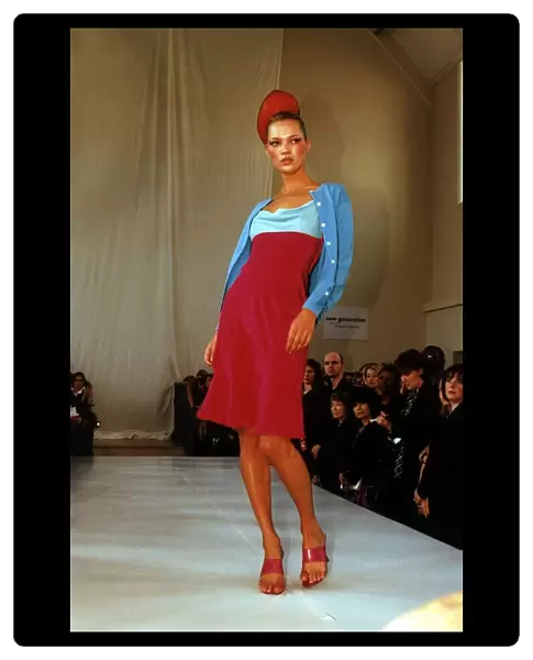 Kate Moss model on catwalk during London Fashion Week