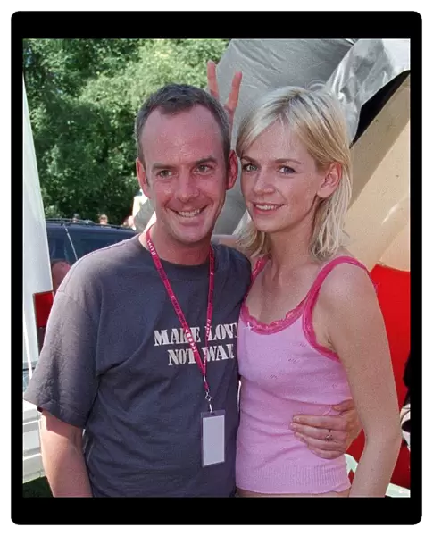 Zoe Ball July 1999 Radio One Roadshow Scotland disc jockey with her boyfriend