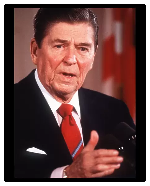 Former American President Ronald Reagan seen here deliverying a speech in January 1994