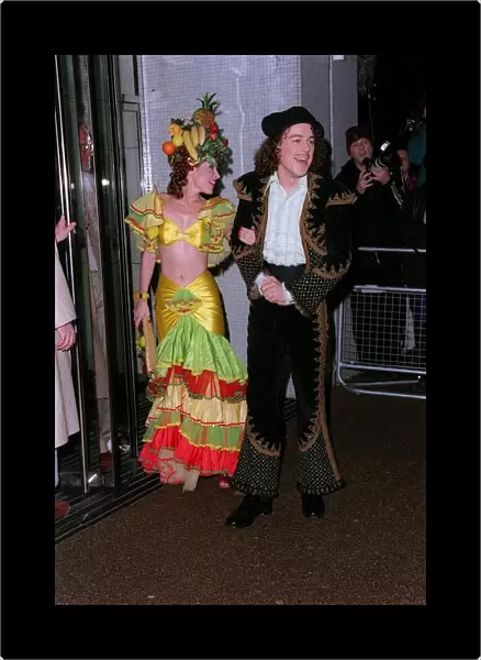 Alan Davis actor  /  comedian December 1998, with his girlfriend dressed as a matedor