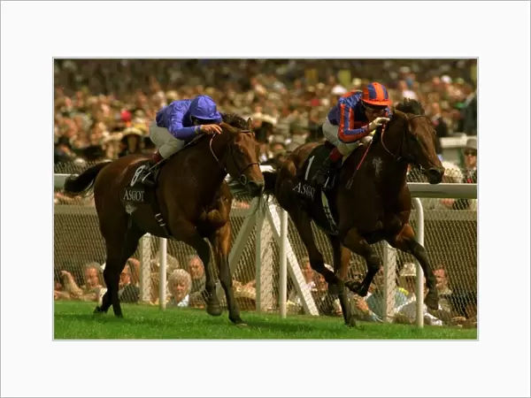 Among men (rails) wins from Kahal on left in the Jersey Stakes at Royal Ascot June 1997