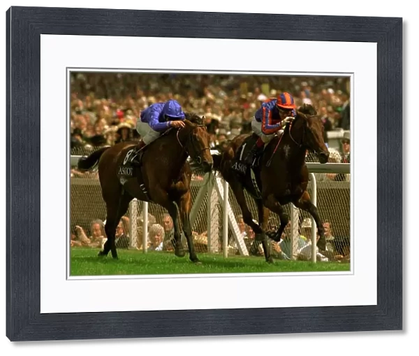 Among men (rails) wins from Kahal on left in the Jersey Stakes at Royal Ascot June 1997