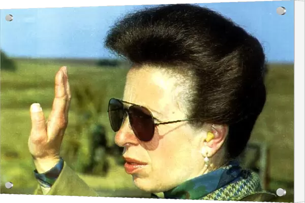 Princess Anne at the otterburn army camp firing range in Northumberland