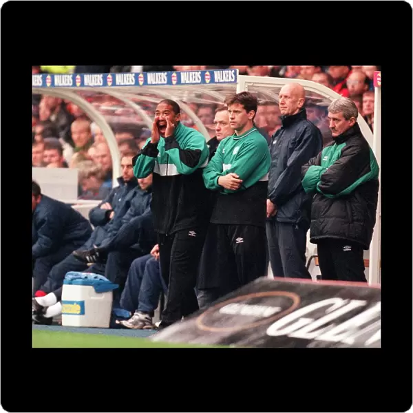Rangers versus Celtic November 1999 John Barnes shouts instructions from the dugout