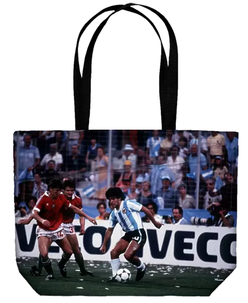 Argentina v Hungary World Cup 1982 football Maradona keeps the ball from Sallai 14