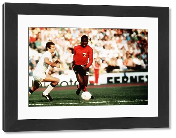 Italy versus Haiti World Cup 1974 Sanon runs with the ball