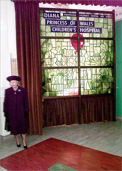 The Queen unveils a commemorative stained glass window at the Birmingham Children