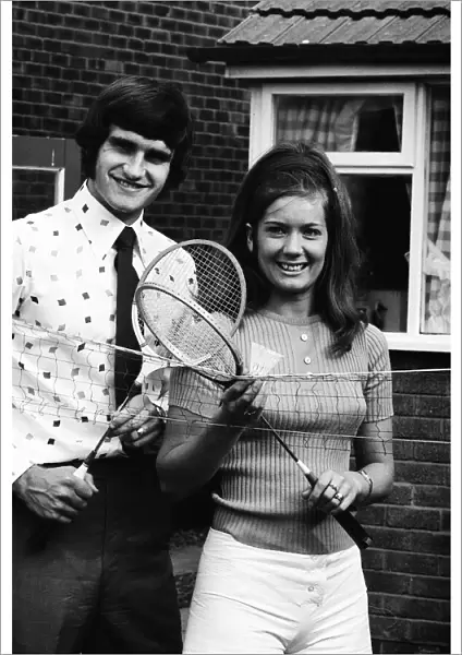 Larry Lloyd Liverpool central defender and wife Sue Lloyd pose for pictures in the garden