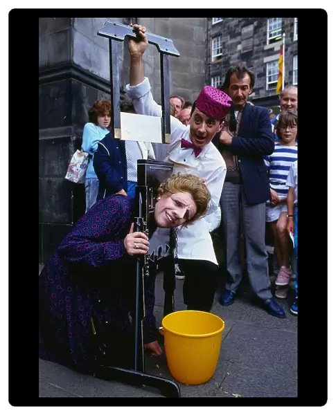 Edinburgh Festival August 1988 Gerry Connolly as Margaret Thatcher being beheaded