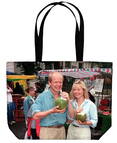 Notting Hill Carnival August 1997 William and Ffion Hague drinking fresh coconut milk