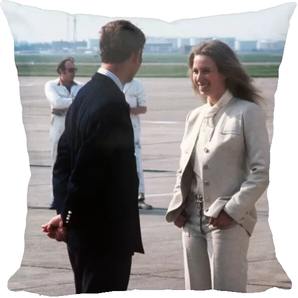 Princess Anne with her brother Prince Charles the Prince of Wales at London Heathrow