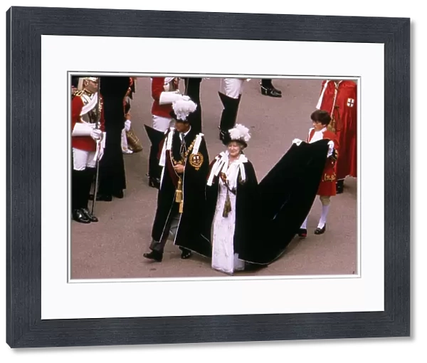 Queen Mother in garter procession at Windsor June 1982