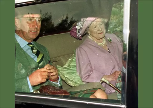 The Queen Mother and Prince Charles travel together to the Sunday service n memory of