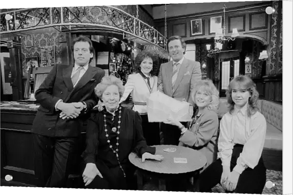 BBC television chat show host Terry Wogan at the Queen Vic pub while on the set of soap