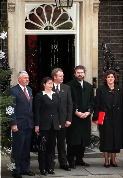 Gerry Adams outside no 10 Downing street December 1997 Flanked by his party deputies