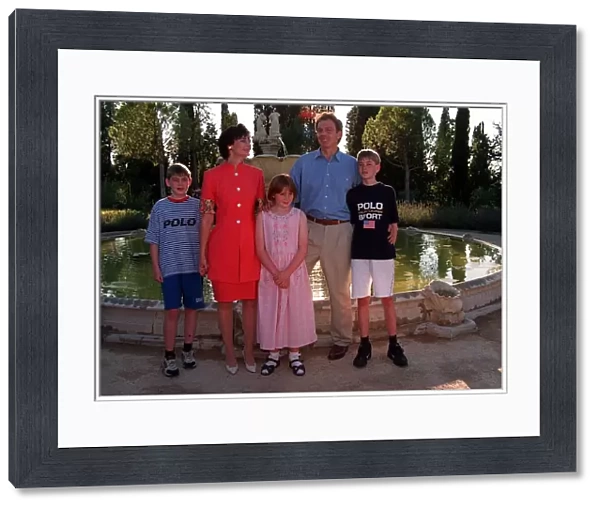 Tony Blair with family on holiday in Tuscany August 1997