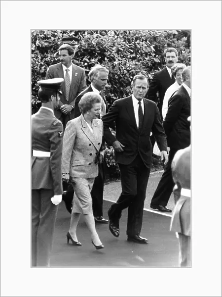 President of the United States George Bush and British Prime Minister Margaret Thatcher