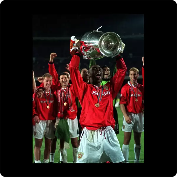 Manchester Uniteds Andy Cole May 1999 celebrates his teams victory over Bayern