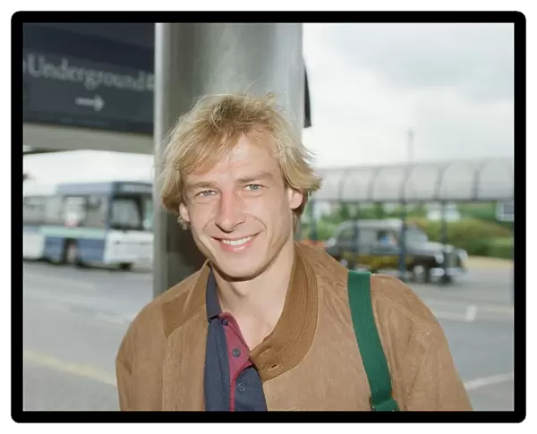 Jurgen Klinsmann at London City Airport after medical ahead of signing for Tottenham