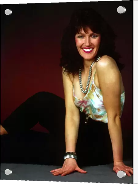 Julie Miller wearing vest top black trousers December 1989