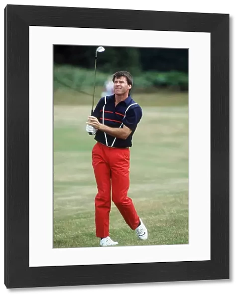 Nick Faldo golfer after hitting shot July 1989