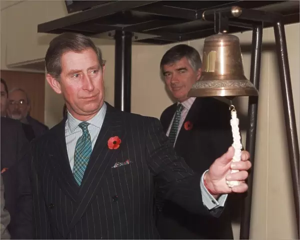 Prince Charles is pictured ringing the bell at the Macedonian Stock Exchange