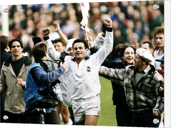 Will Carling England rugby player celebrates win over Scotland