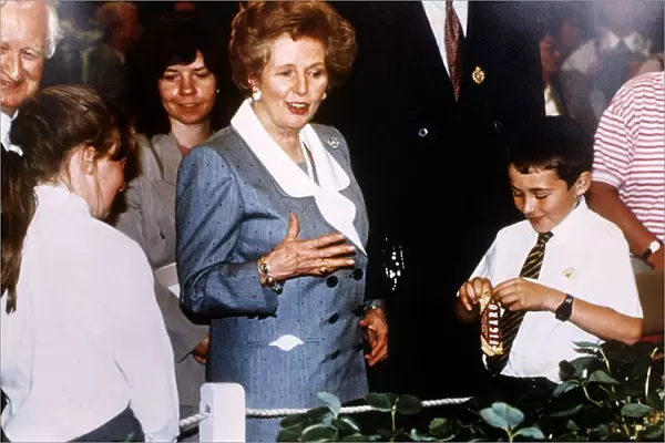 Prime Minister and leader of the Conservative Party Margaret Thatcher at the Chelsea