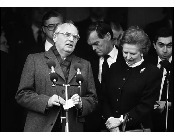 Prime Minister Margaret Thatcher with Soviet leader President Mikhail Gorbachev at RAF