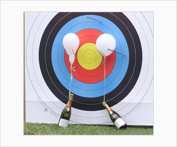 The Bullseye target Prince Charles shot arrow at May 1999 having a go at Archery