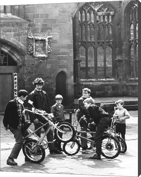 These youngsters looked everywhere for a place to ride their bikes