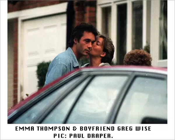 Actress Emma Thompson with boyfriend actor Greg Wise outside their North London home they