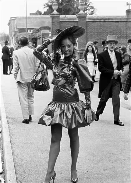 Fashion at Royal Ascot - June 1987 Ladies Day - Woman shows off her unique style