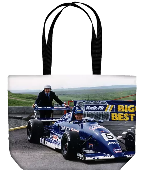 Jackie Stewart with David Coulthard age (20) at Knockhill Racing Circuit 6th July 1991