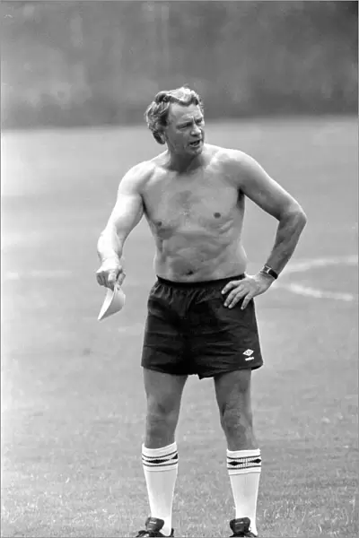 Bobby Robson - June 1986 England manager seen bare chested on the training ground