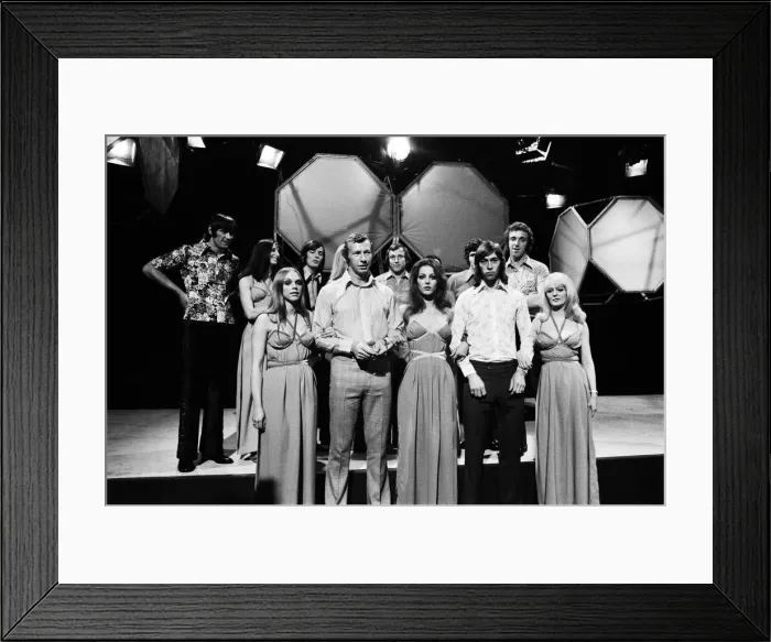 Framed Print : Bob Wilson and Charlie George with Pans People Print 1971 Framed Print : Bob Wilson and Charlie George with Pans People Print 1971