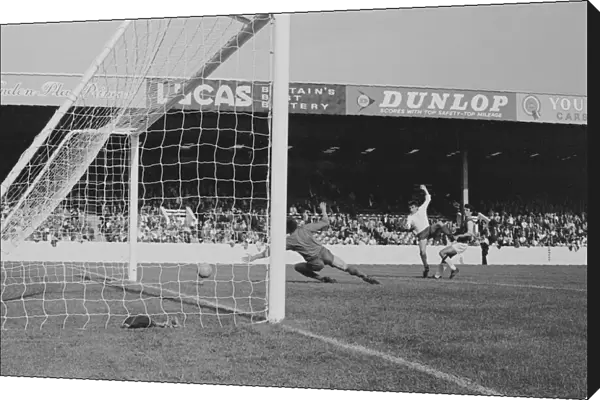 Aston Villa v Chelsea 1966  /  67 Season. Bobby Tambling scores Chelsea