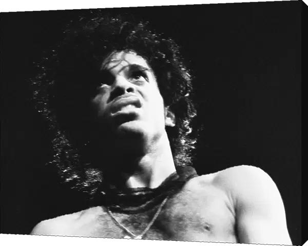 Prince performing on stage at the Joe Louis Arena, Chicago 11th November 1984
