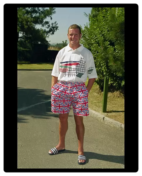England footballer Paul Gascoigne seen here wearing patriotic Union Jack shorts